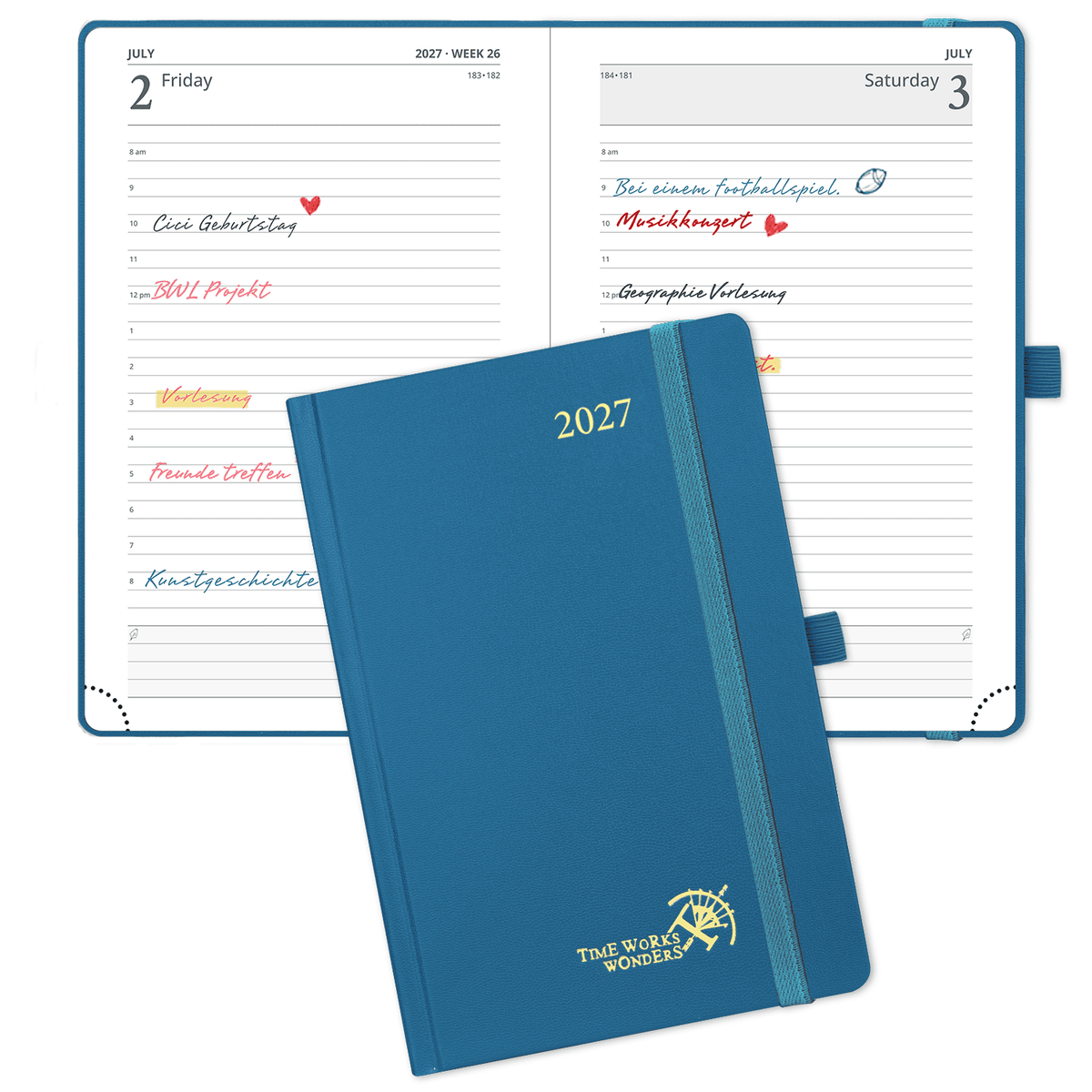 DE A5 Size Daily Planner 2027 Hardcover Calendar Planner