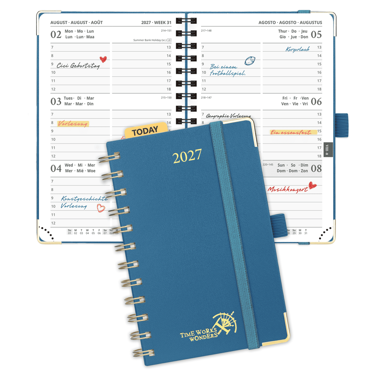 DE A6 Size 2027 Spiral Weekly Planner (January–December) Hardcover