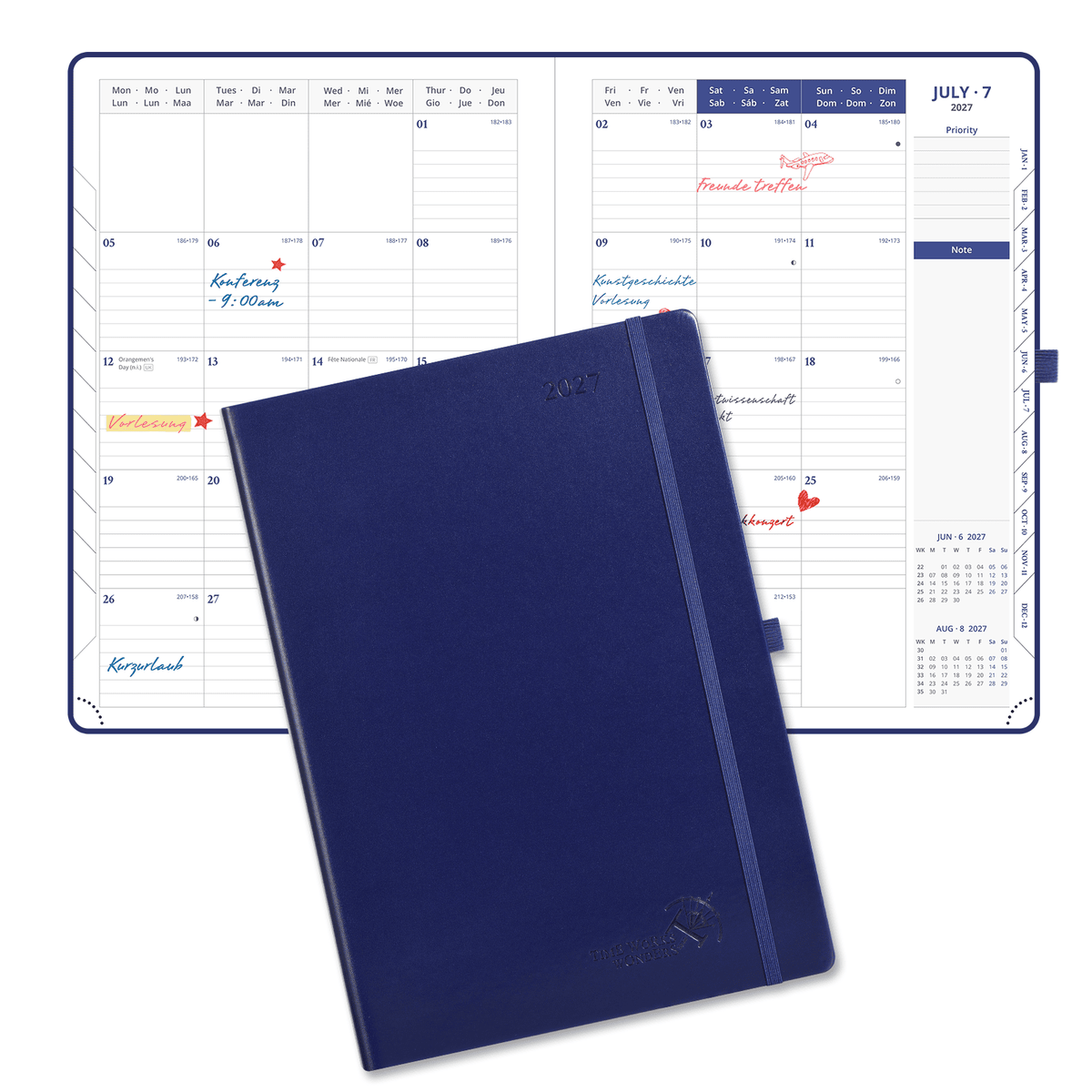 DE A4 Size 2027 Daily Planner Hardcover Calendar Book