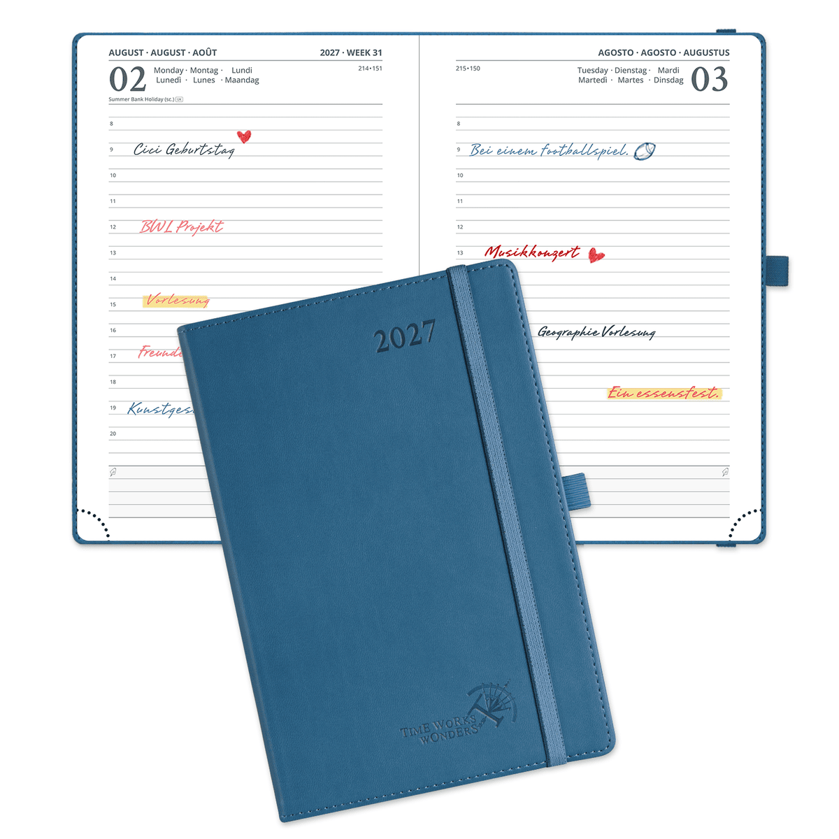 DE A5 Size 2027 Daily Planner Softcover Calendar Planner