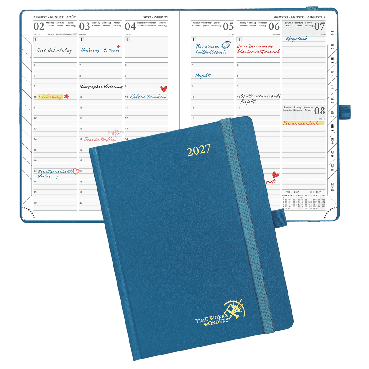 DE 21.8 cm × 16,4 cm 2027 Weekly Planner (January–December) Hardcover
