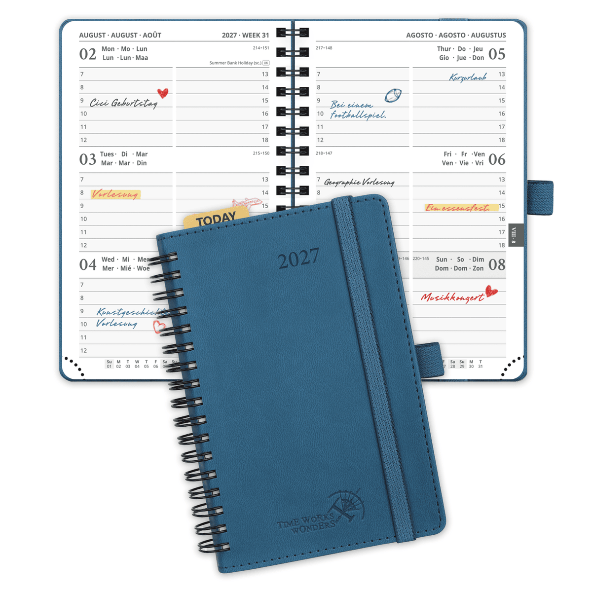DE A6 Size 2027 Spiral Weekly Calendar Planner (January–December) Soft Cover