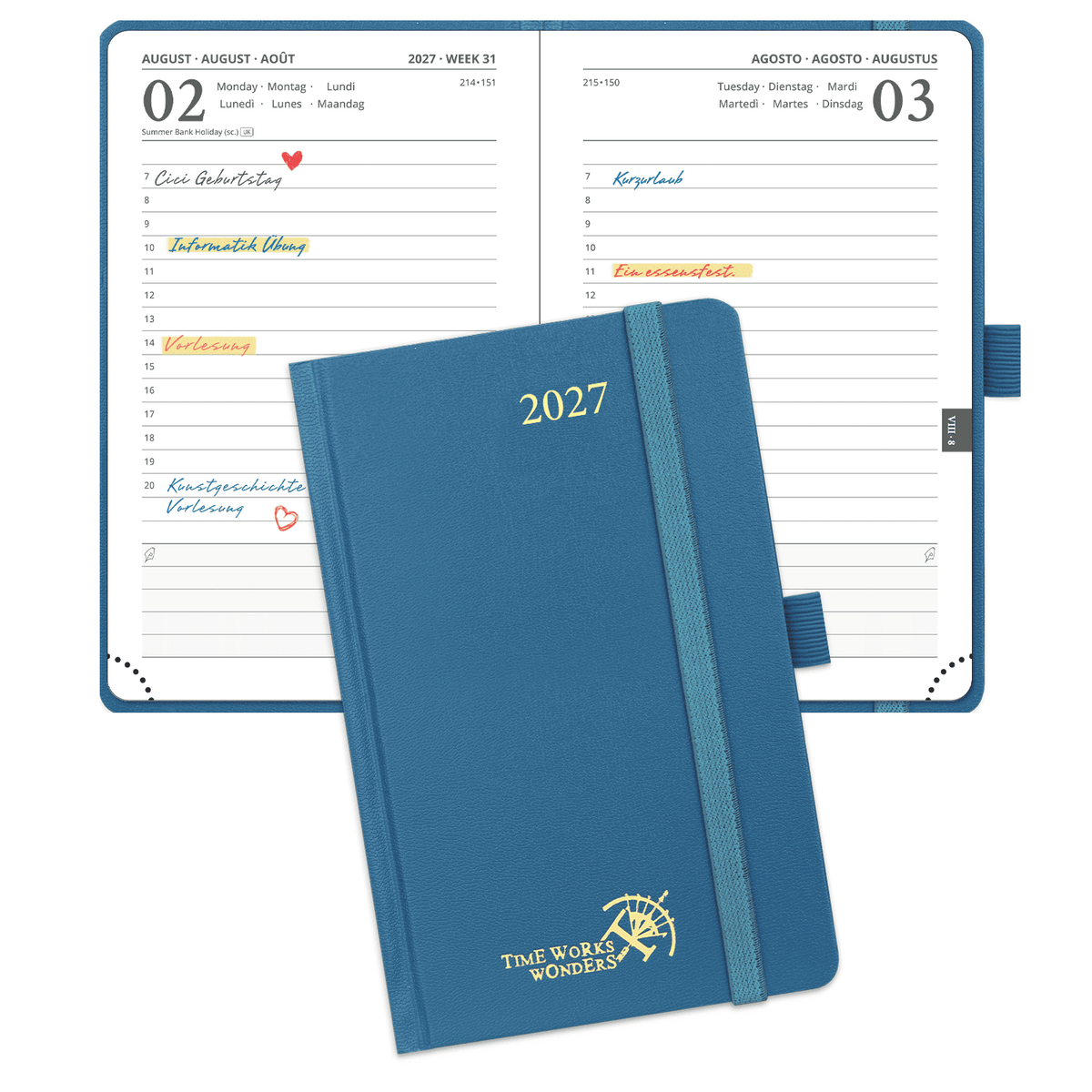 DE A6 Size 2027 Daily Planner  (January–December) Hardcover