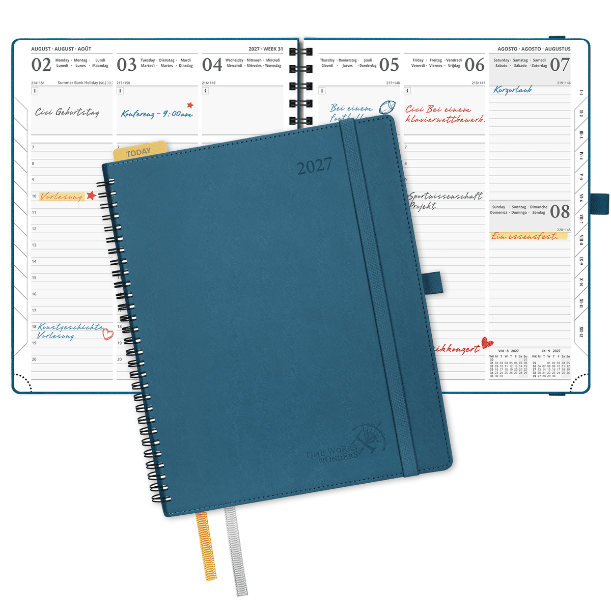 DE Large Size 2027 Spiral Weekly Calendar Planner (January–December) Soft Cover