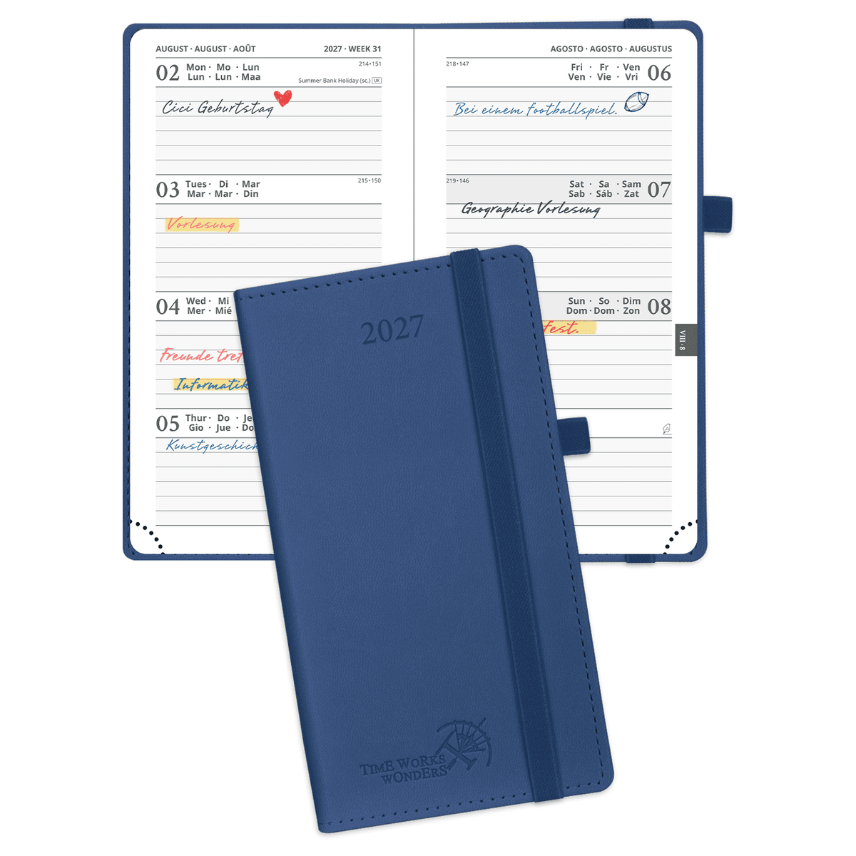 DE Pocket Size 2027 Weekly Planner Hard Cover Calendar Planner