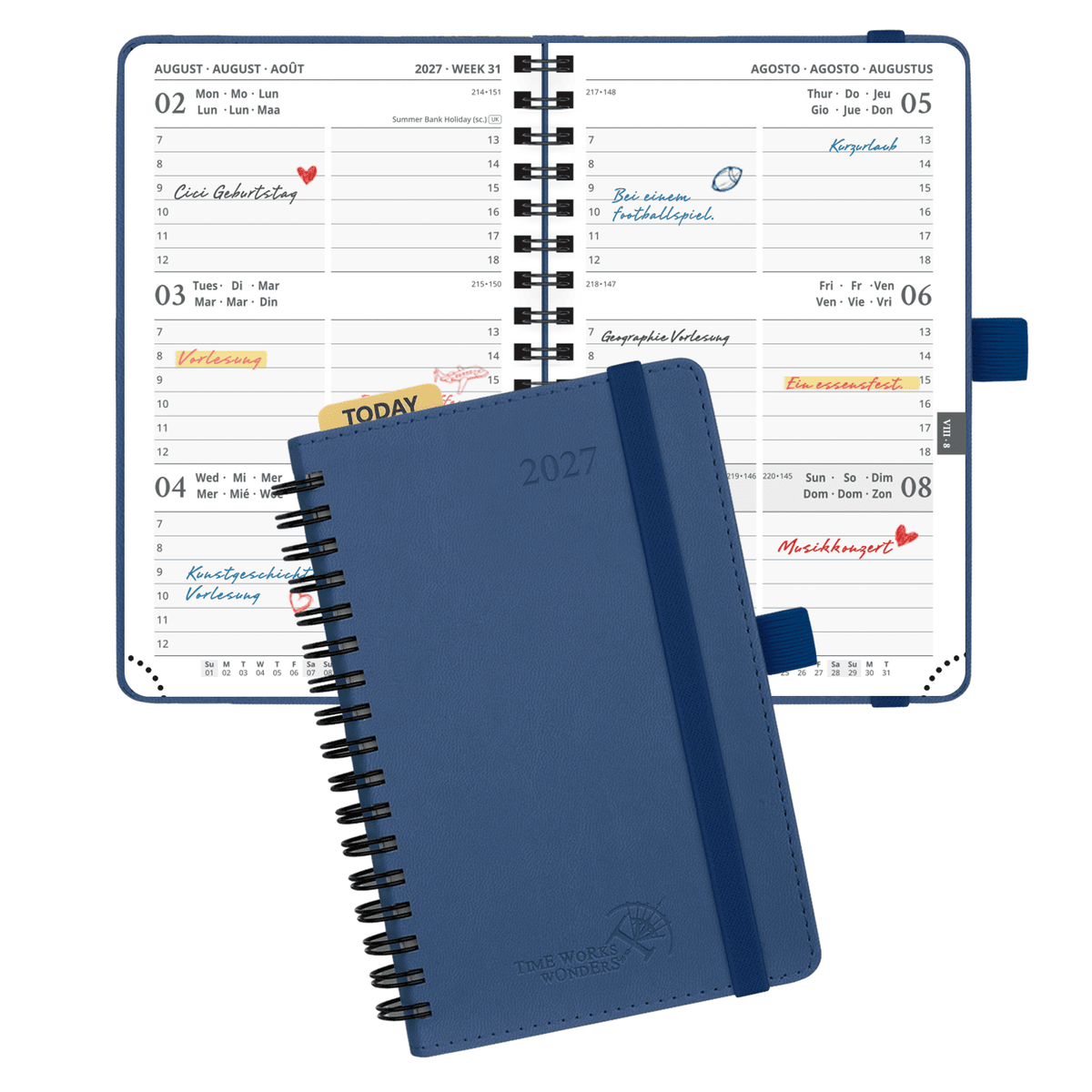 DE A6 Size 2027 Spiral Weekly Calendar Planner (January–December) Soft Cover