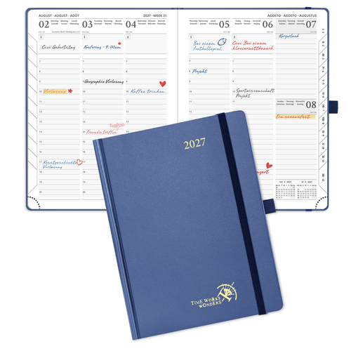 DE 21.8 cm × 16,4 cm 2027 Weekly Planner (January–December) Hardcover