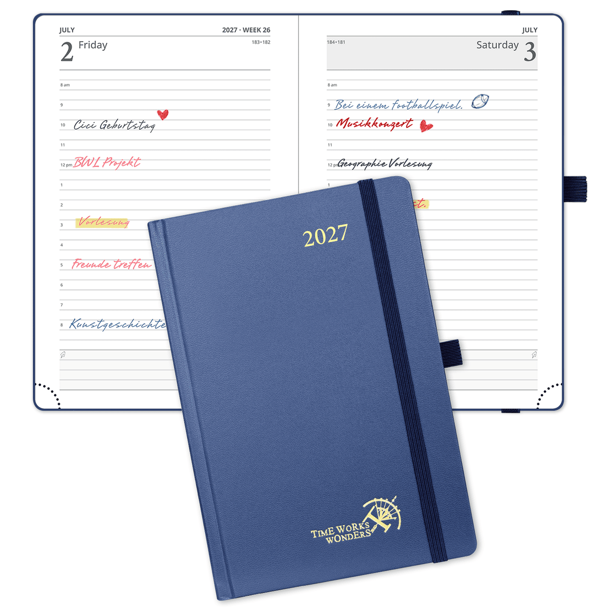 DE A5 Size Daily Planner 2027 Hardcover Calendar Planner
