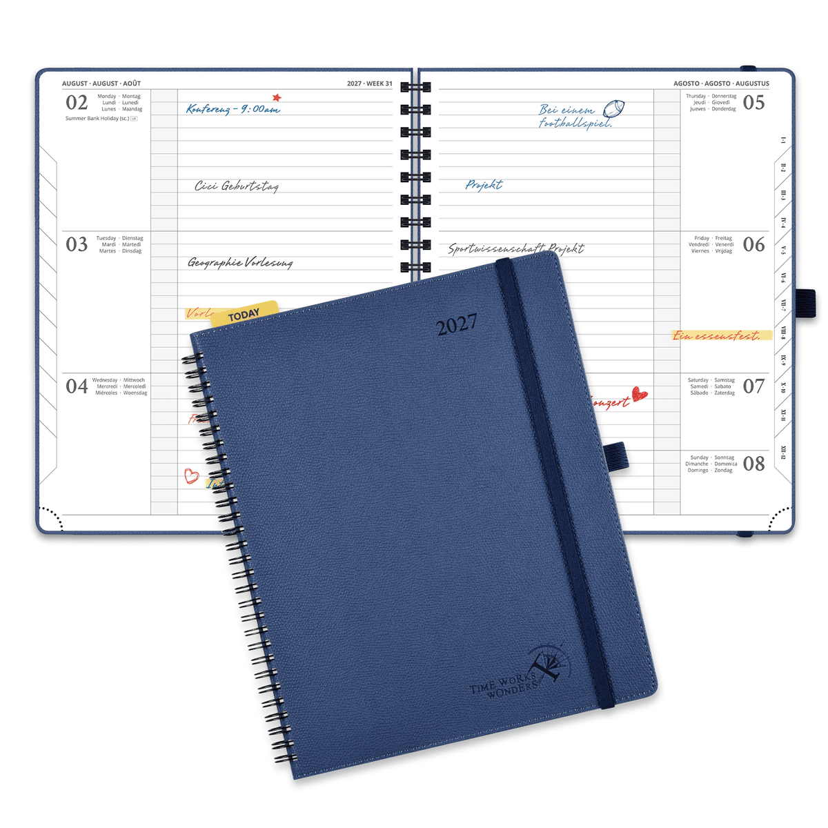 DE 25.9 cm × 21.2 cm 2027 Spiral Weekly Planner Horizontal Layout Calendar Planner