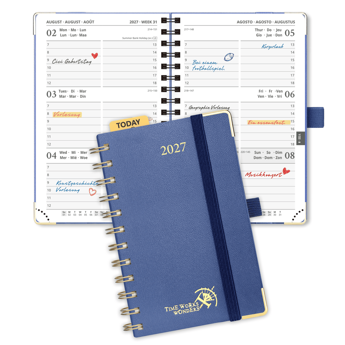 DE A6 Size 2027 Spiral Weekly Planner (January–December) Hardcover