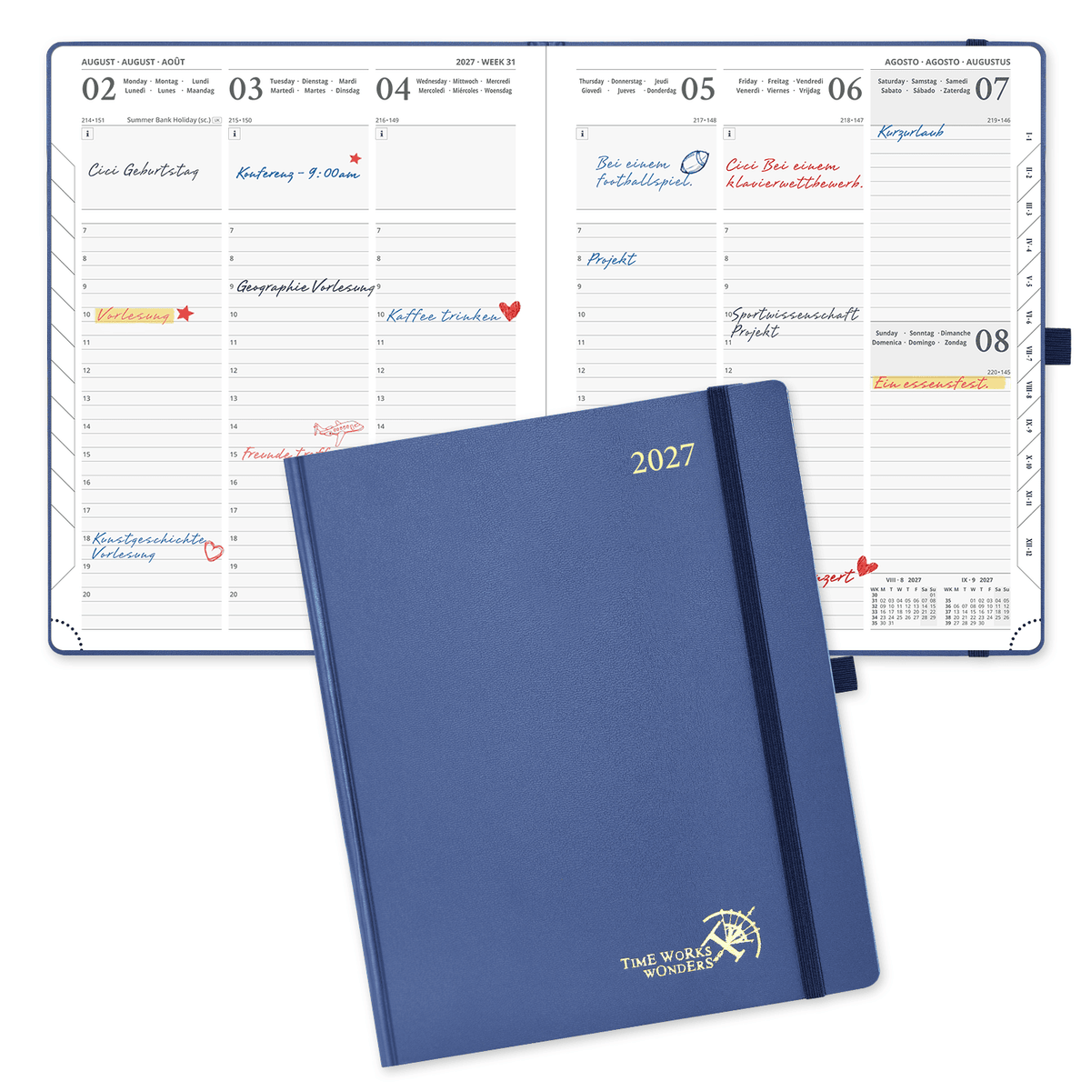 DE 25.9 cm × 21.2 cm 2027 Weekly Planner (January–December) Hardcover
