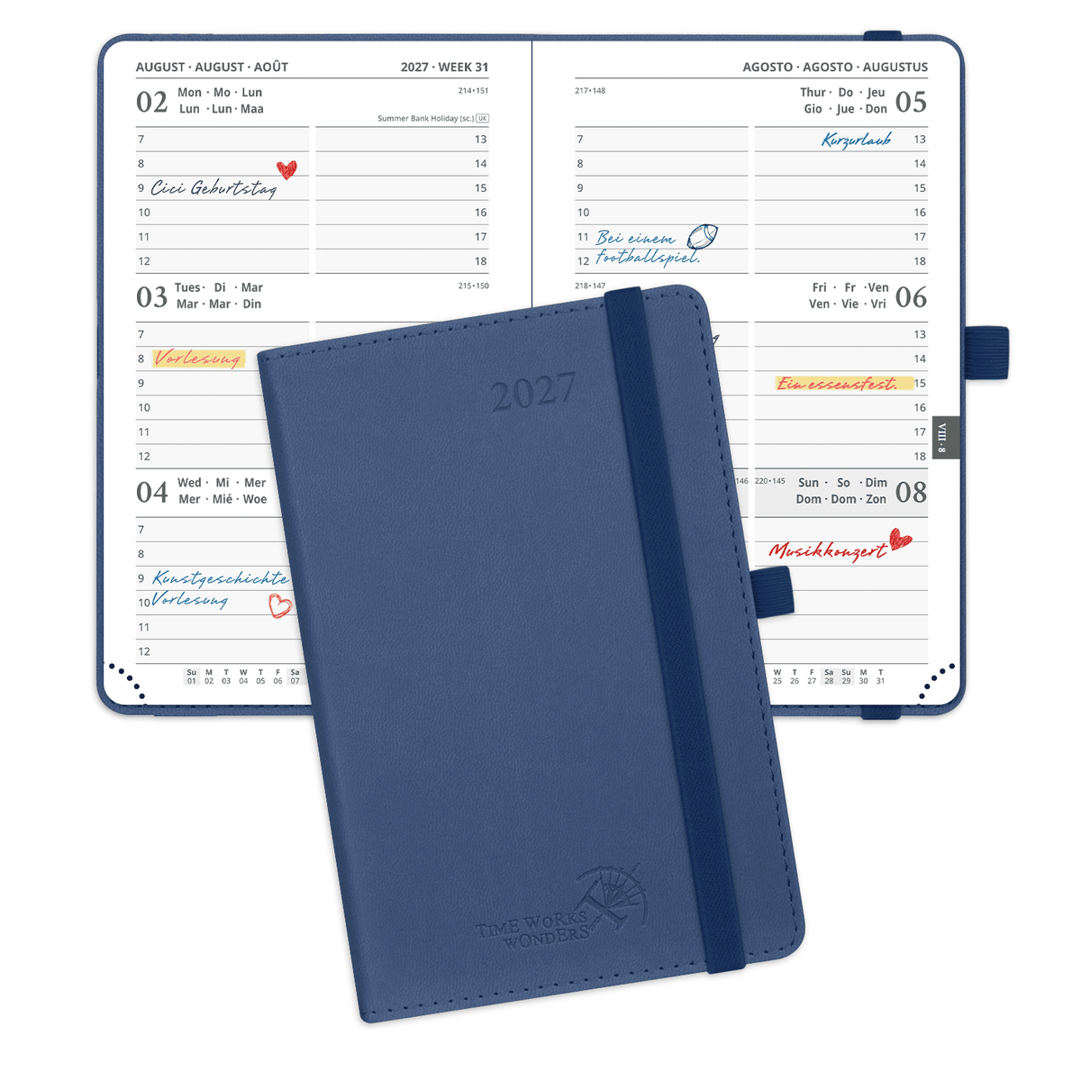 DE A6 Size 2027 Weekly Calendar Planner (January–December) Soft Cover