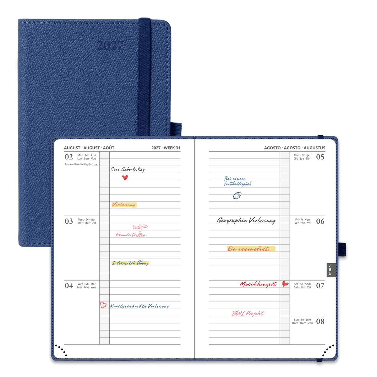 DE A6 Size 2027 Weekly planner Horizontal Layout Calendar Planner