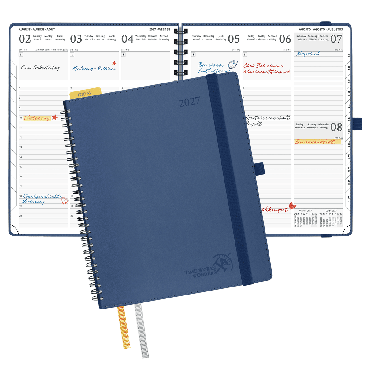 DE Large Size 2027 Spiral Weekly Calendar Planner (January–December) Soft Cover