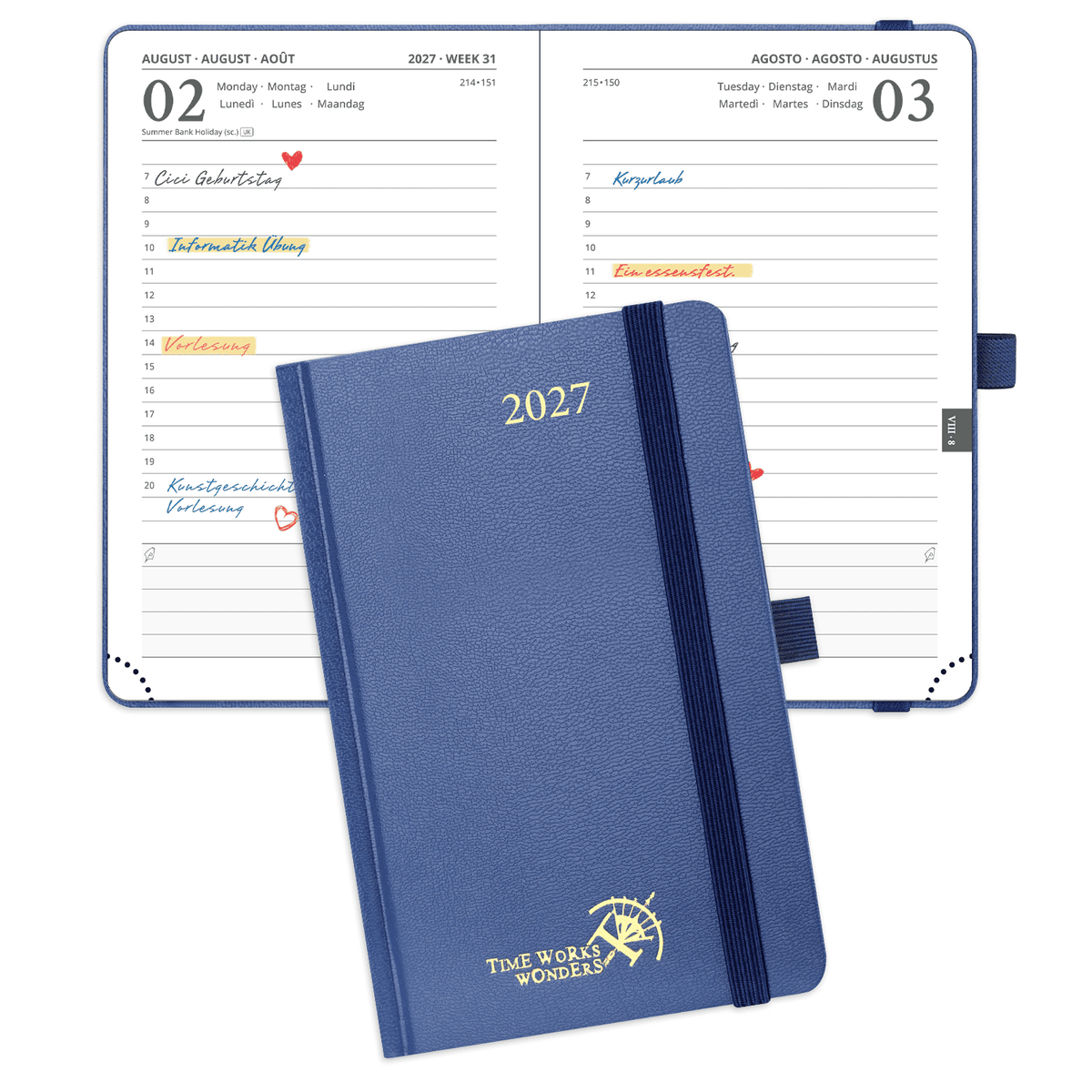 DE A6 Size 2027 Daily Planner  (January–December) Hardcover