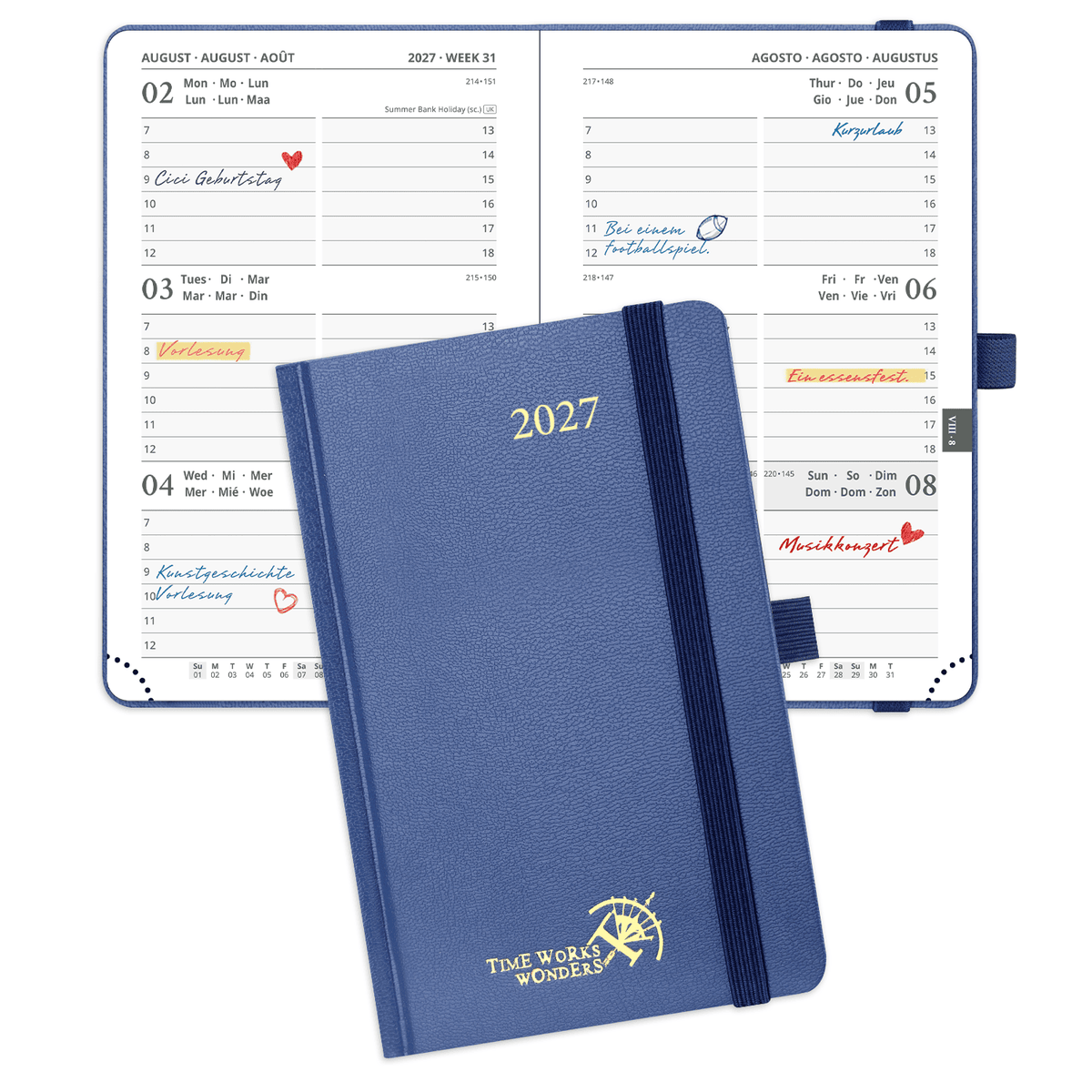 DE A6 Size 2027 Weekly Planner (January–December) Hardcover