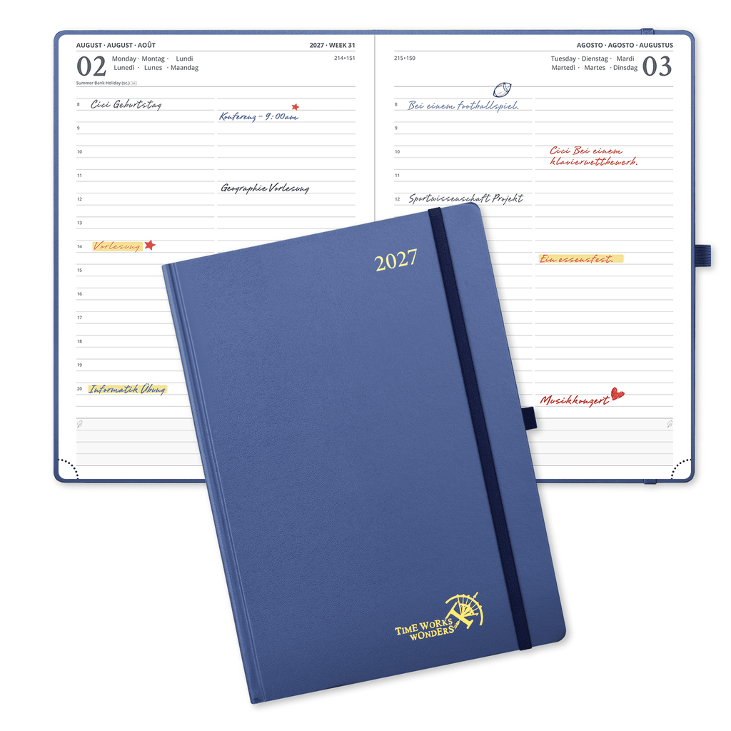 DE A4 Size 2027 Daily Planner  (January–December) Hardcover