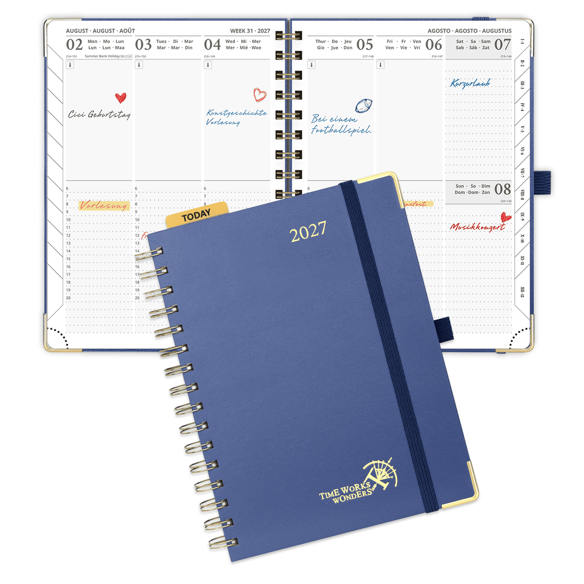 DE A5 Size 2027 Spiral Weekly Planner (January–December) Hardcover