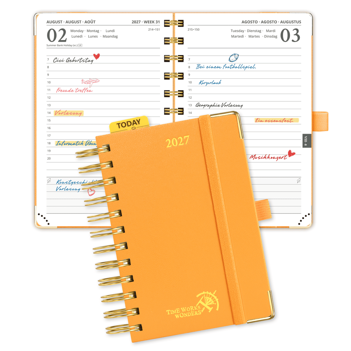 DE A6 Size 2027 Spiral Daily Planner Hardcover Calendar Planner