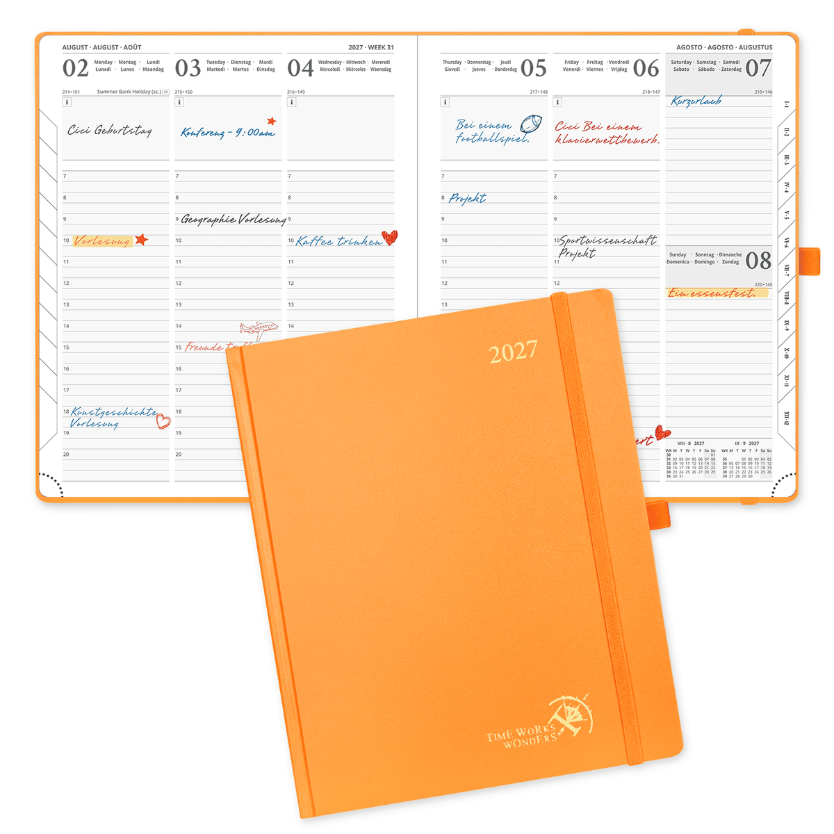 DE 25.9 cm × 21.2 cm 2027 Weekly Planner (January–December) Hardcover