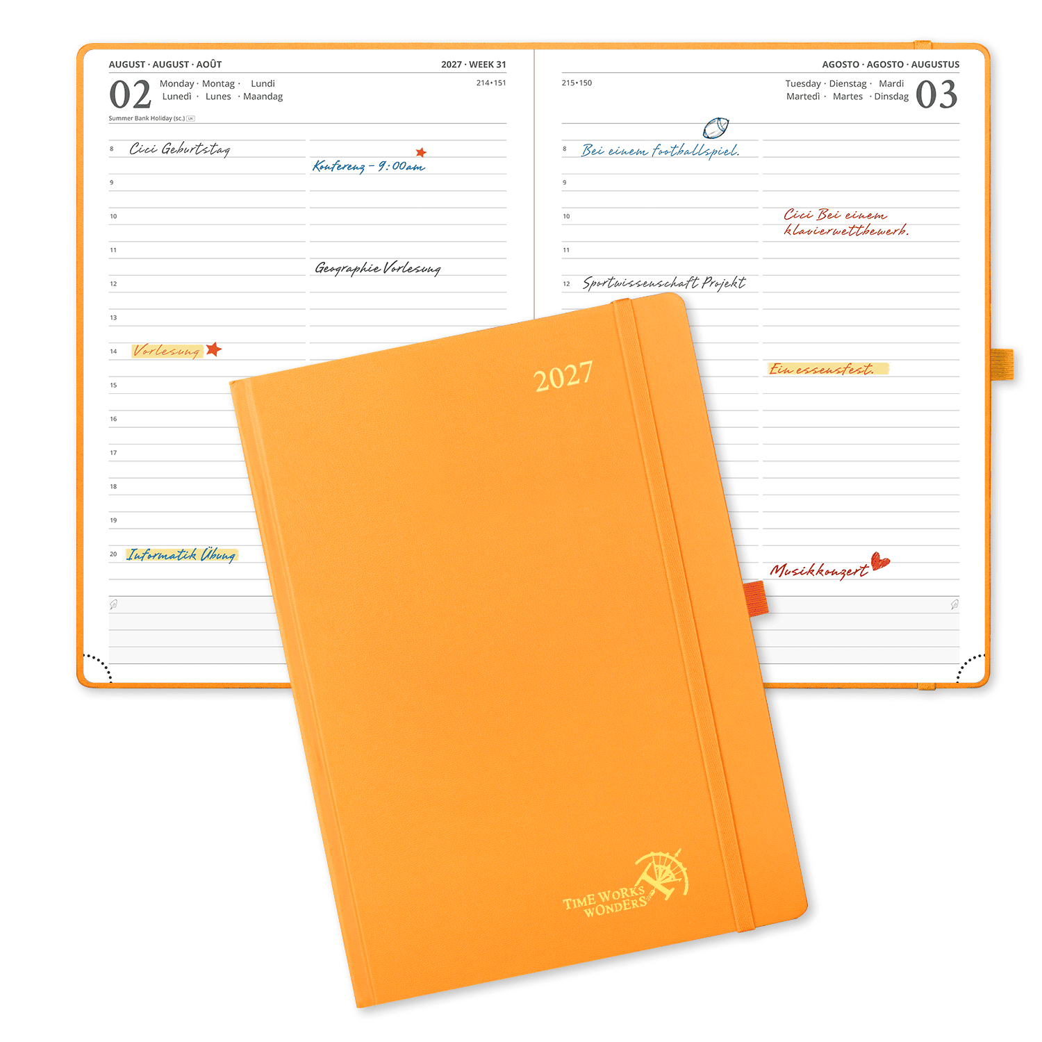 DE A4 Size 2027 Daily Planner  (January–December) Hardcover