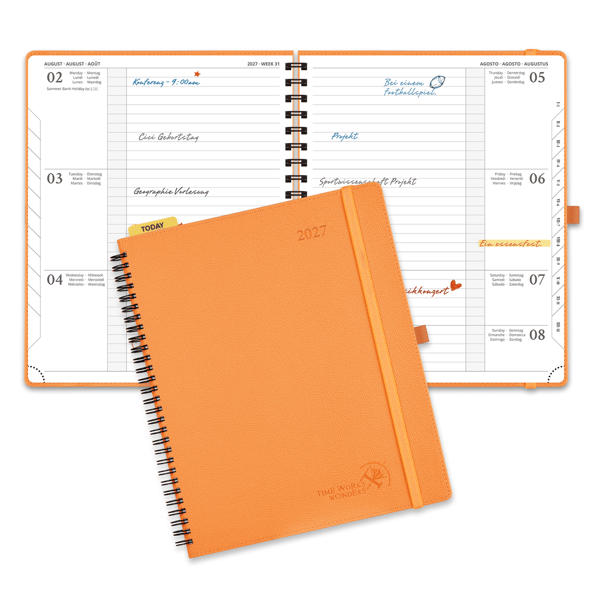 DE 25.9 cm × 21.2 cm 2027 Spiral Weekly Planner Horizontal Layout Calendar Planner