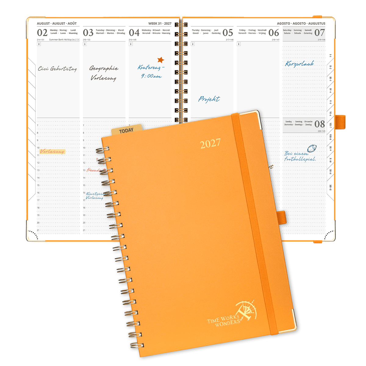 DE A4 Size 2027 Spiral Weekly Calendar Planner (January–December) Hardcover