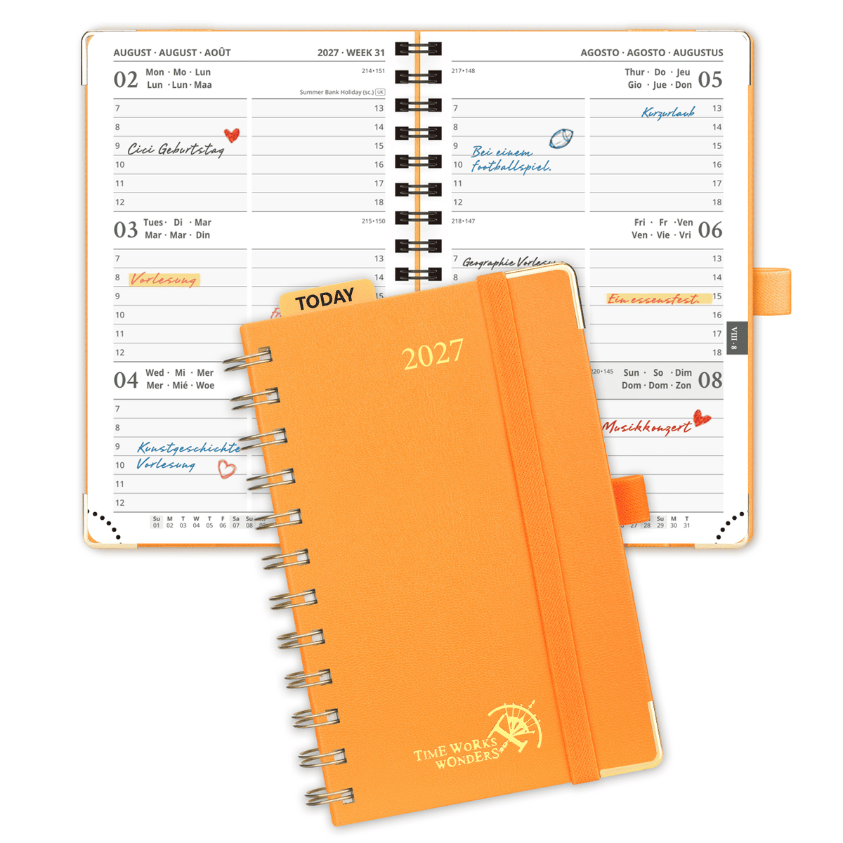 DE A6 Size 2027 Spiral Weekly Planner (January–December) Hardcover