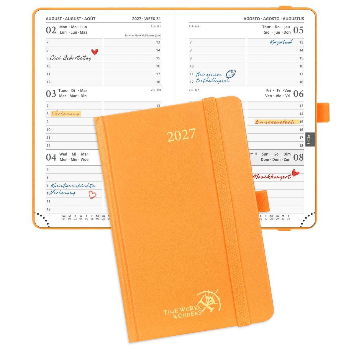 DE A6 Size 2027 Weekly Planner (January–December) Hardcover