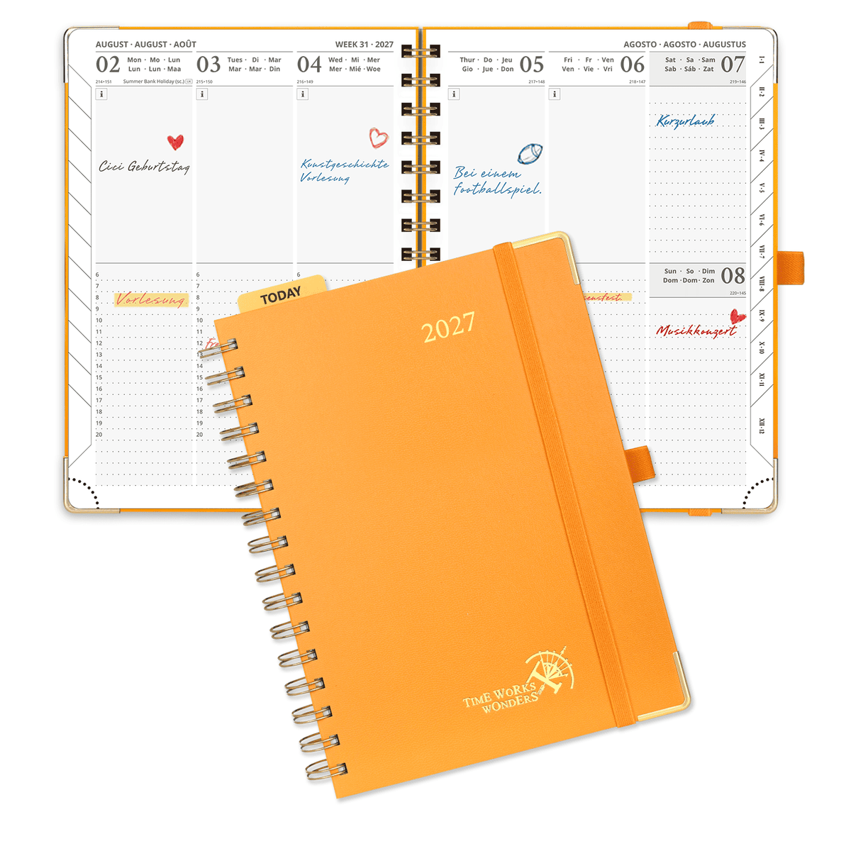 DE A5 Size 2027 Spiral Weekly Planner (January–December) Hardcover