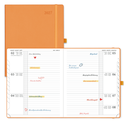 DE 25,9 cm × 21,2 cm 2027 Weekly Planner Horizontal Layout Calendar Planner