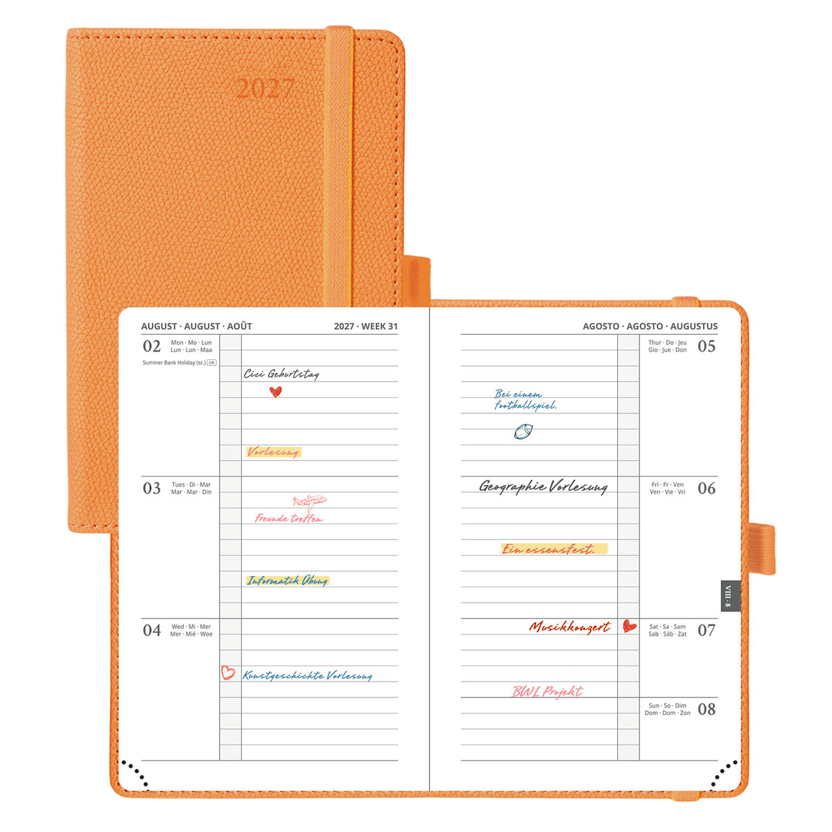 DE A6 Size 2027 Weekly planner Horizontal Layout Calendar Planner