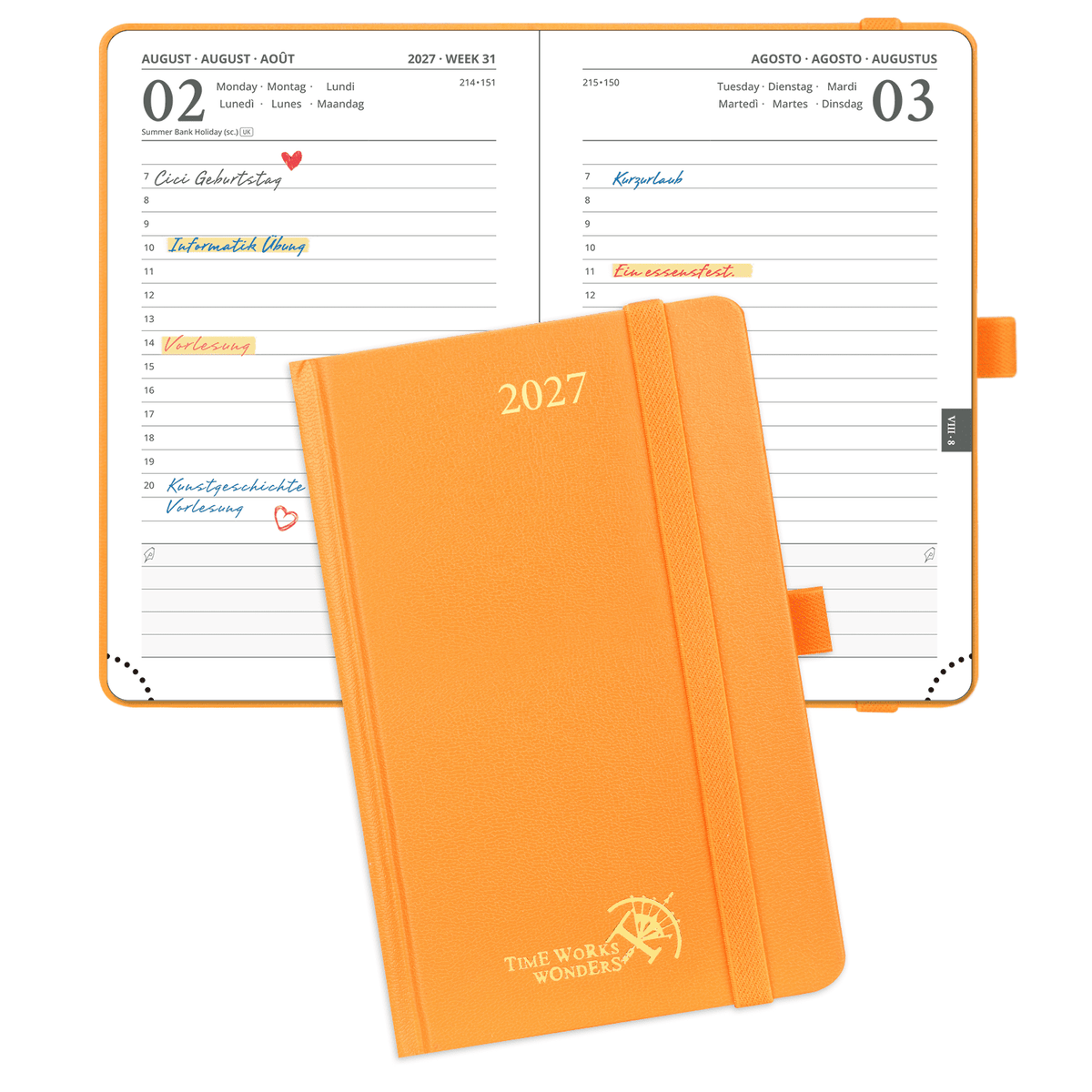 DE A6 Size 2027 Daily Planner  (January–December) Hardcover