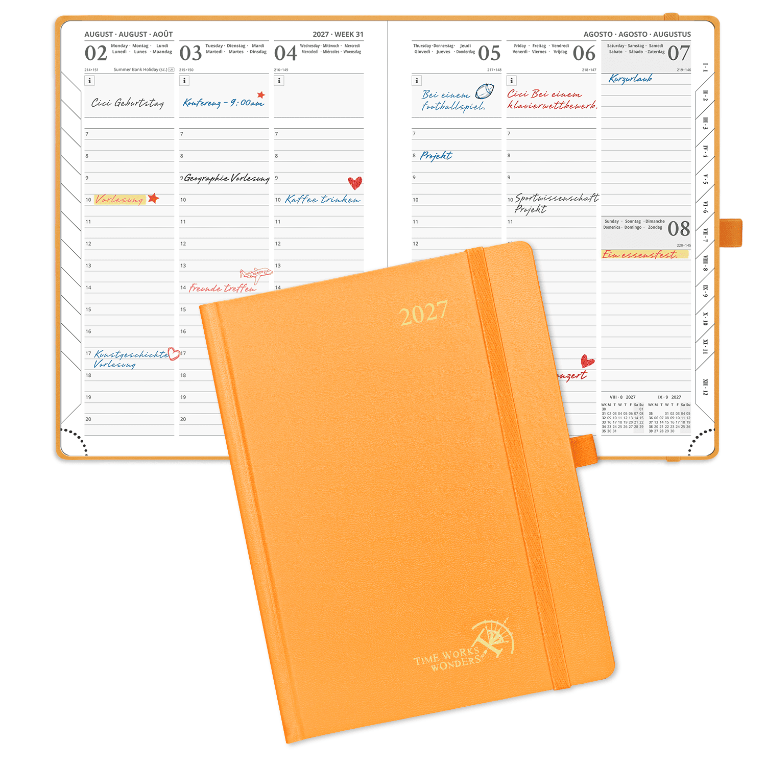 DE 21.8 cm × 16,4 cm 2027 Weekly Planner (January–December) Hardcover