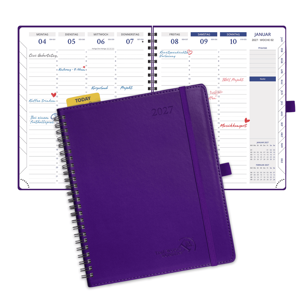DE A5 Size 30-minute 2027 Spiral Weekly Planner PU Leather Softcover Appointment Book