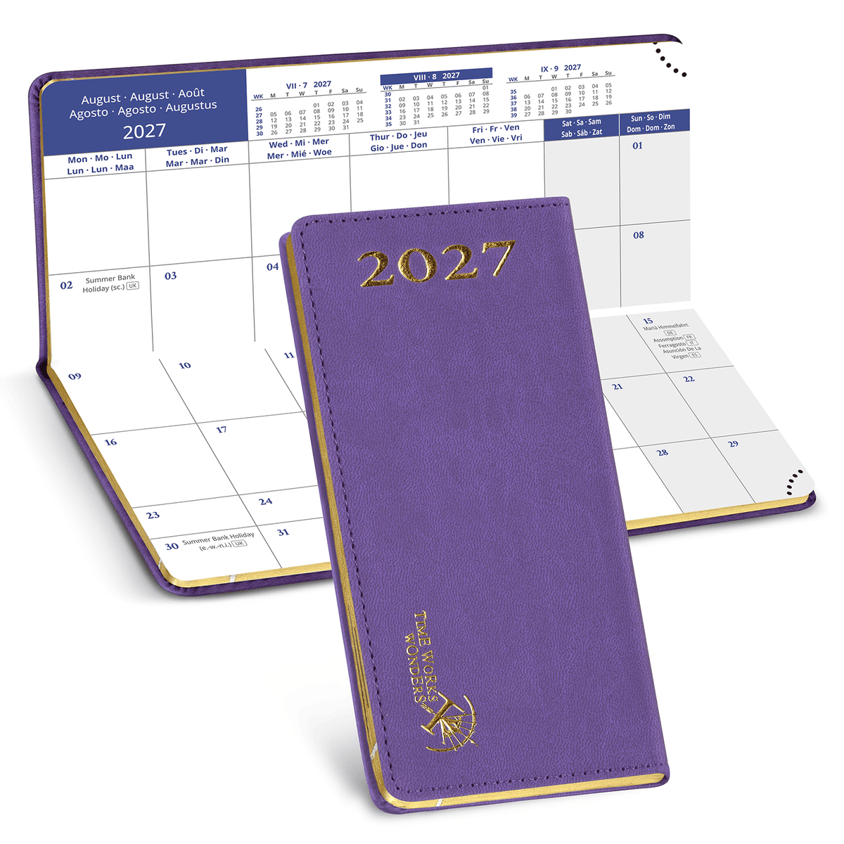 DE Pocket Mini Size 2027 Monthly Planner Premium Faux leather Neo Calendar