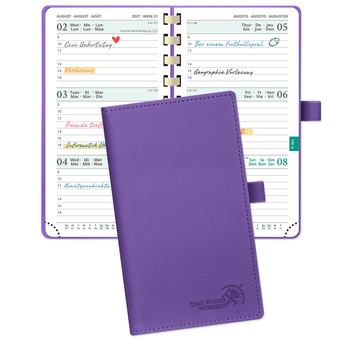 DE Pocket Size 2027 Spiral Weekly Calendar Planner Soft Cover