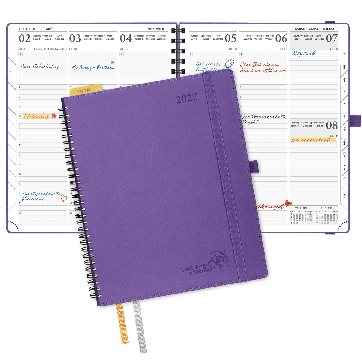 DE Large Size 2027 Spiral Weekly Calendar Planner (January–December) Soft Cover