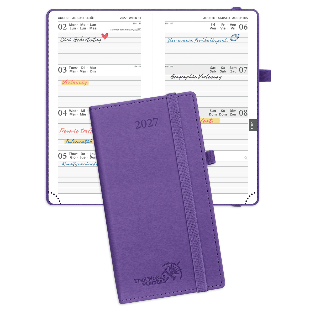 DE Pocket Size 2027 Weekly Planner Hard Cover Calendar Planner