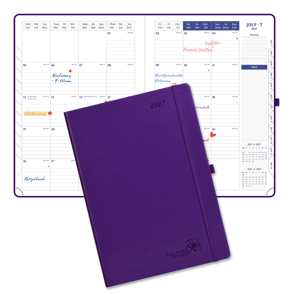 DE A4 Size 2027 Daily Planner Hardcover Calendar Book