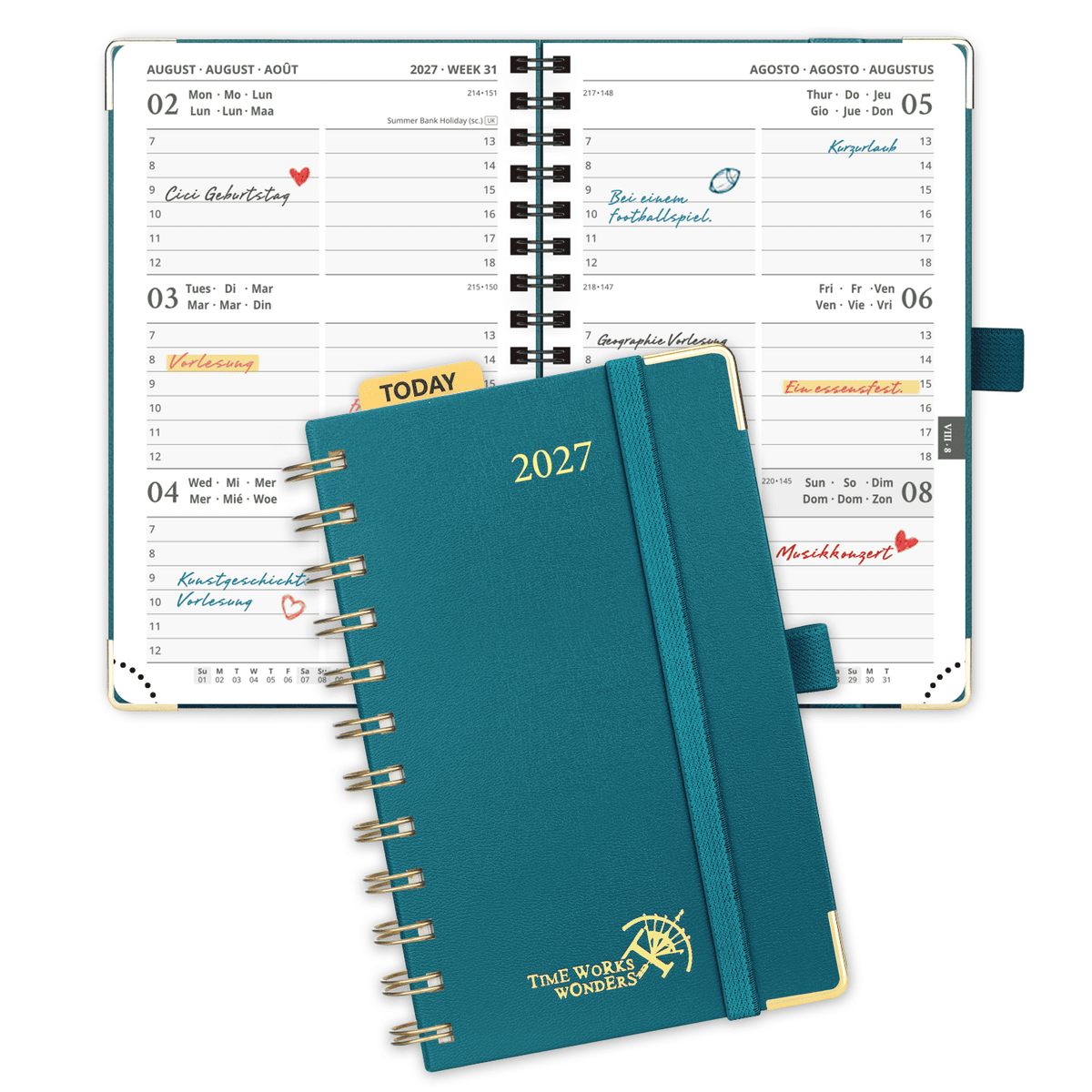 DE A6 Size 2027 Spiral Weekly Planner (January–December) Hardcover