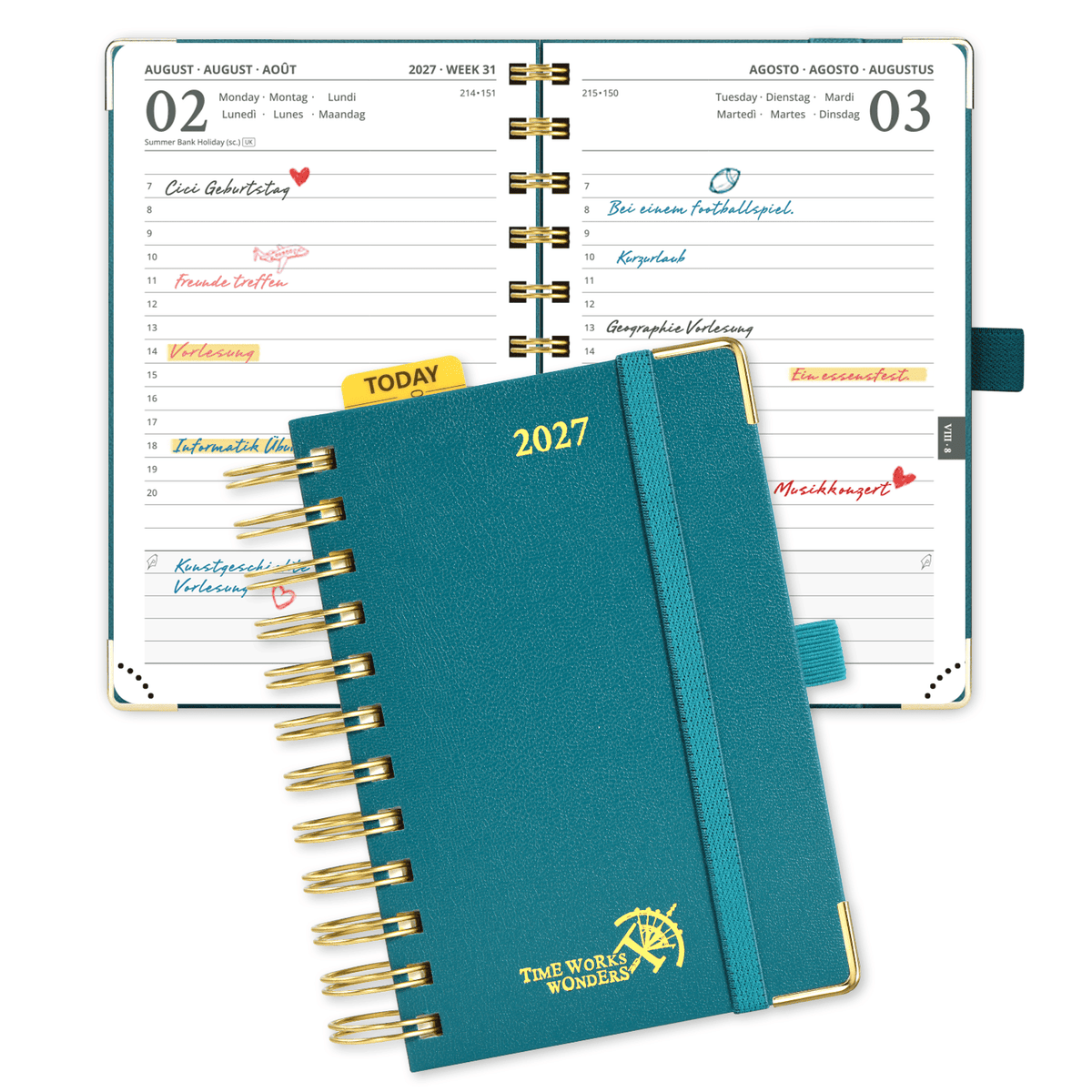 DE A6 Size 2027 Spiral Daily Planner Hardcover Calendar Planner