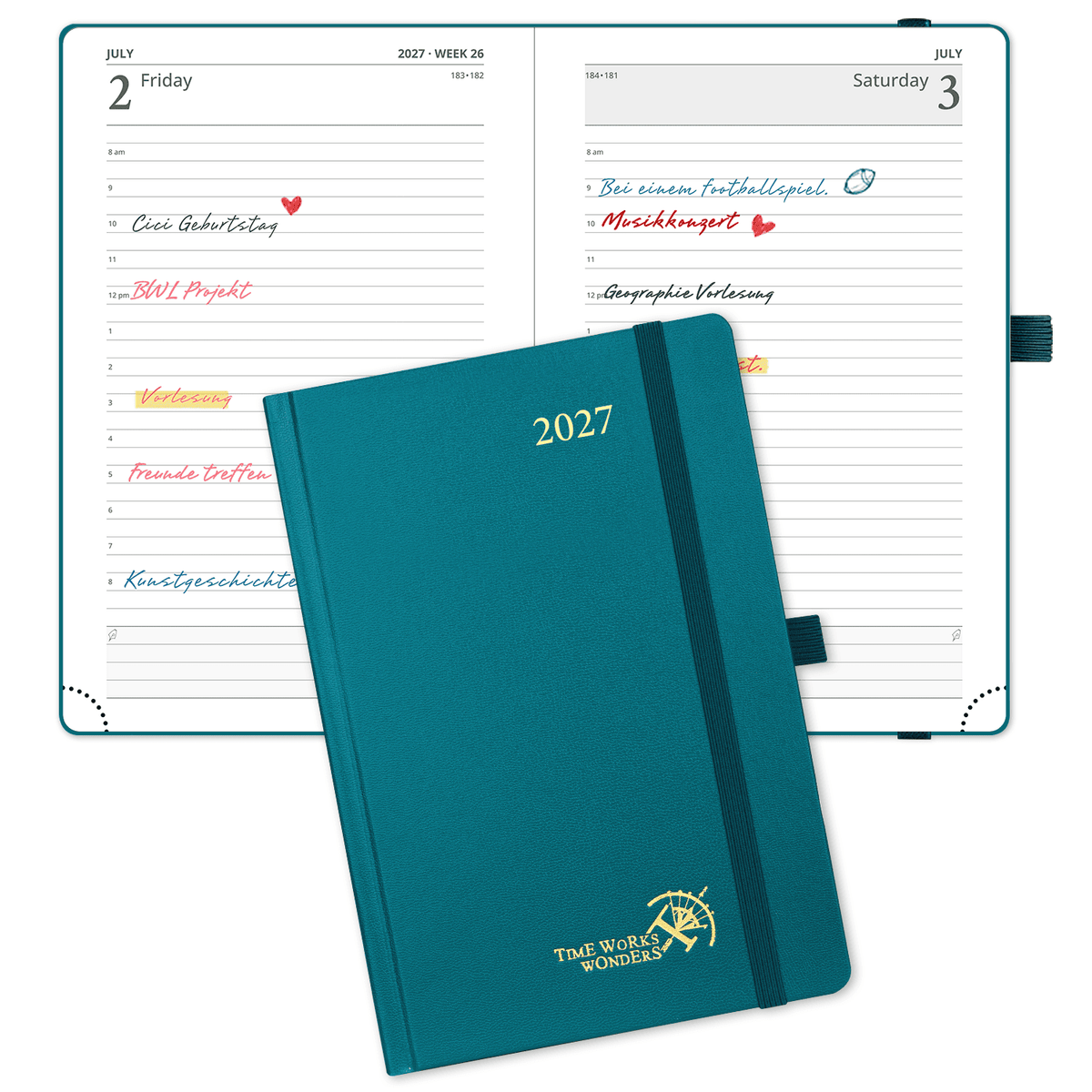 DE A5 Size Daily Planner 2027 Hardcover Calendar Planner