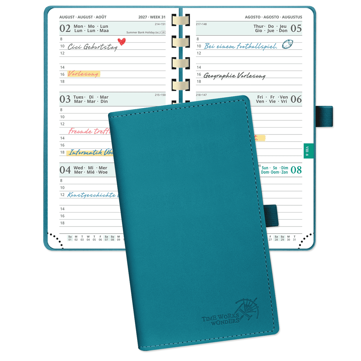 DE Pocket Size 2027 Spiral Weekly Calendar Planner Soft Cover