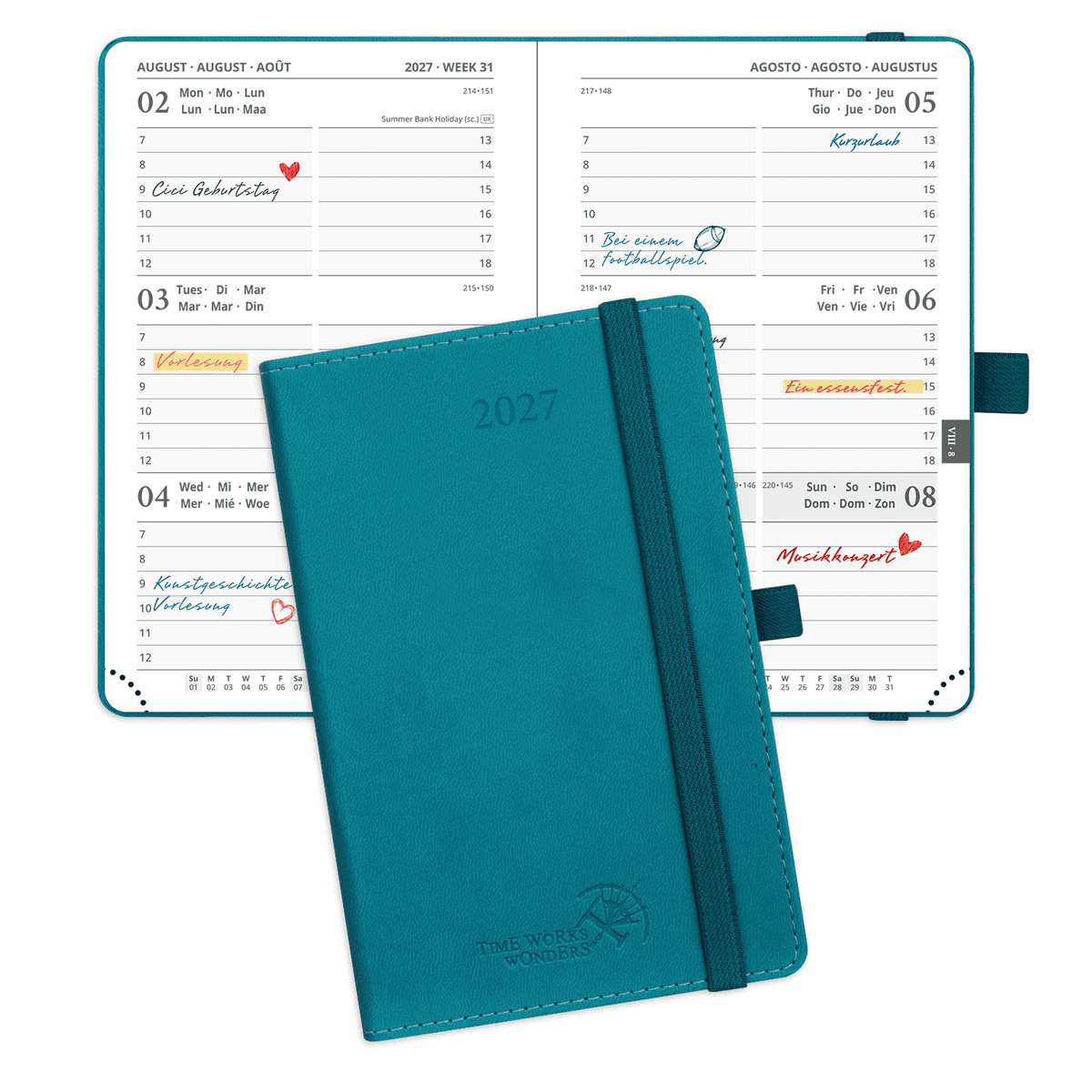 DE A6 Size 2027 Weekly Calendar Planner (January–December) Soft Cover