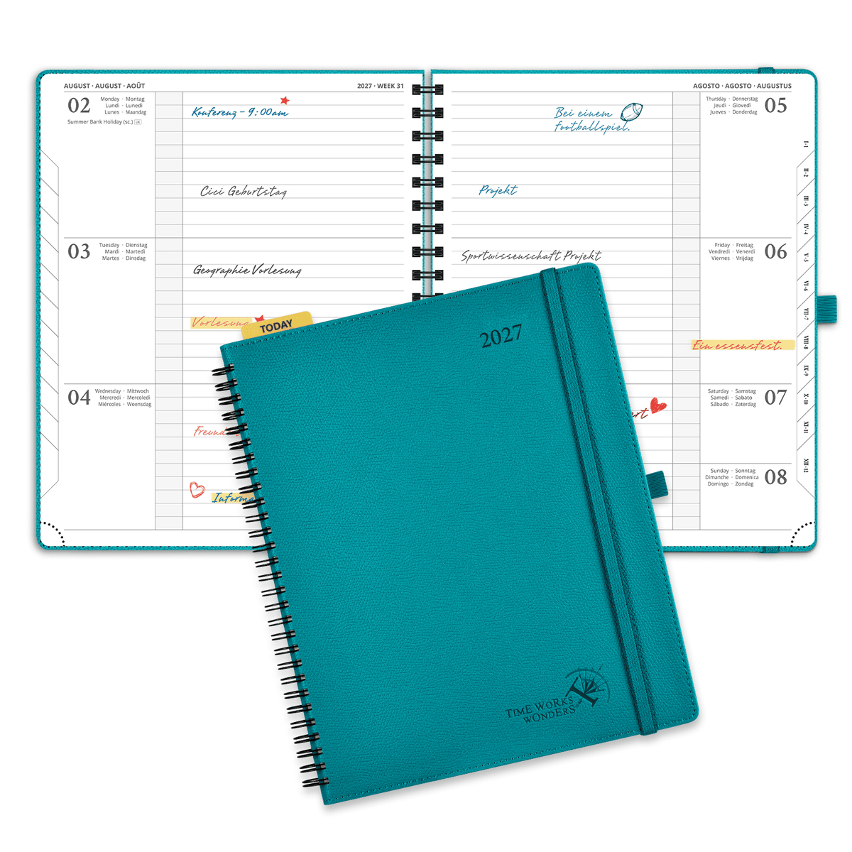 DE 25.9 cm × 21.2 cm 2027 Spiral Weekly Planner Horizontal Layout Calendar Planner