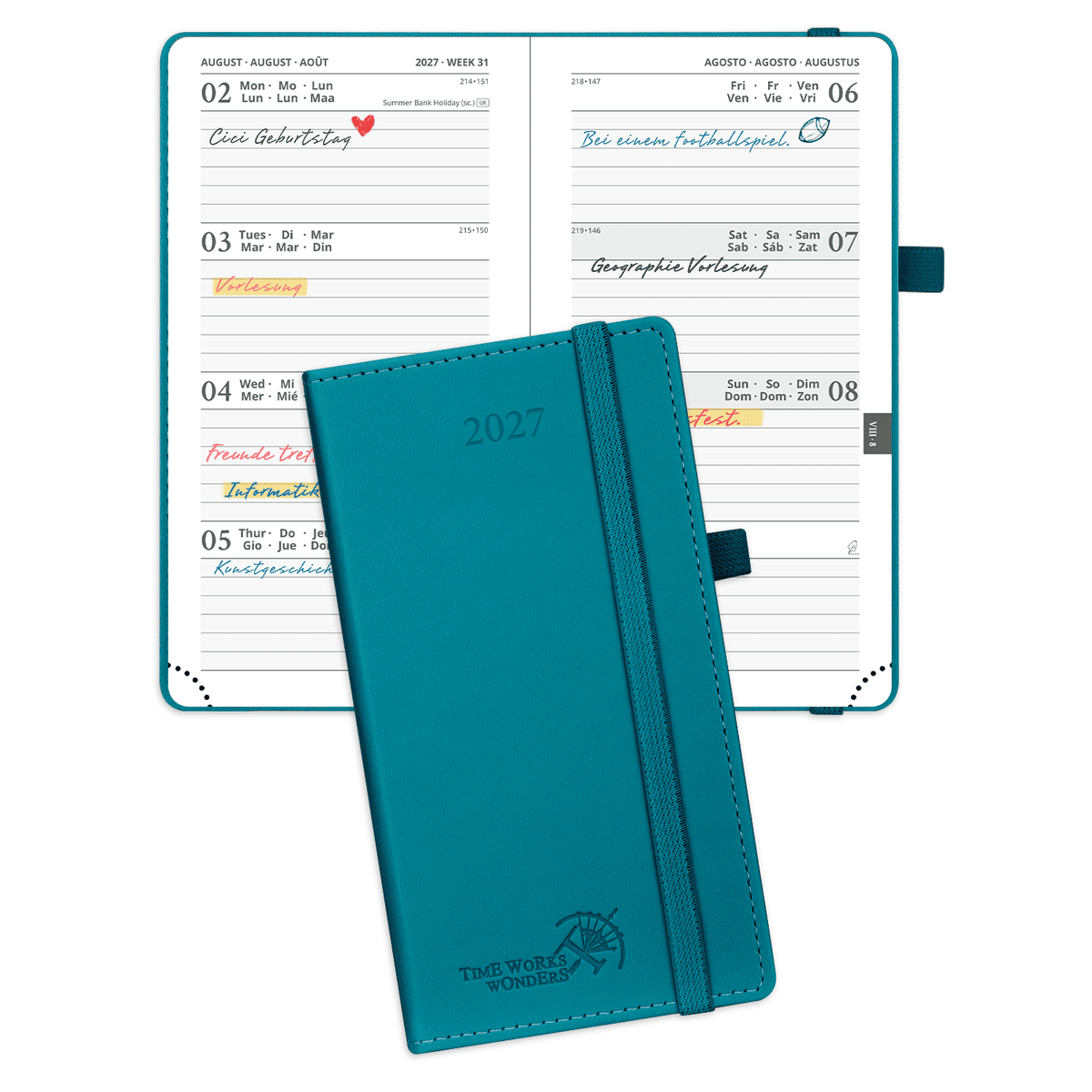 DE Pocket Size 2027 Weekly Planner Hard Cover Calendar Planner