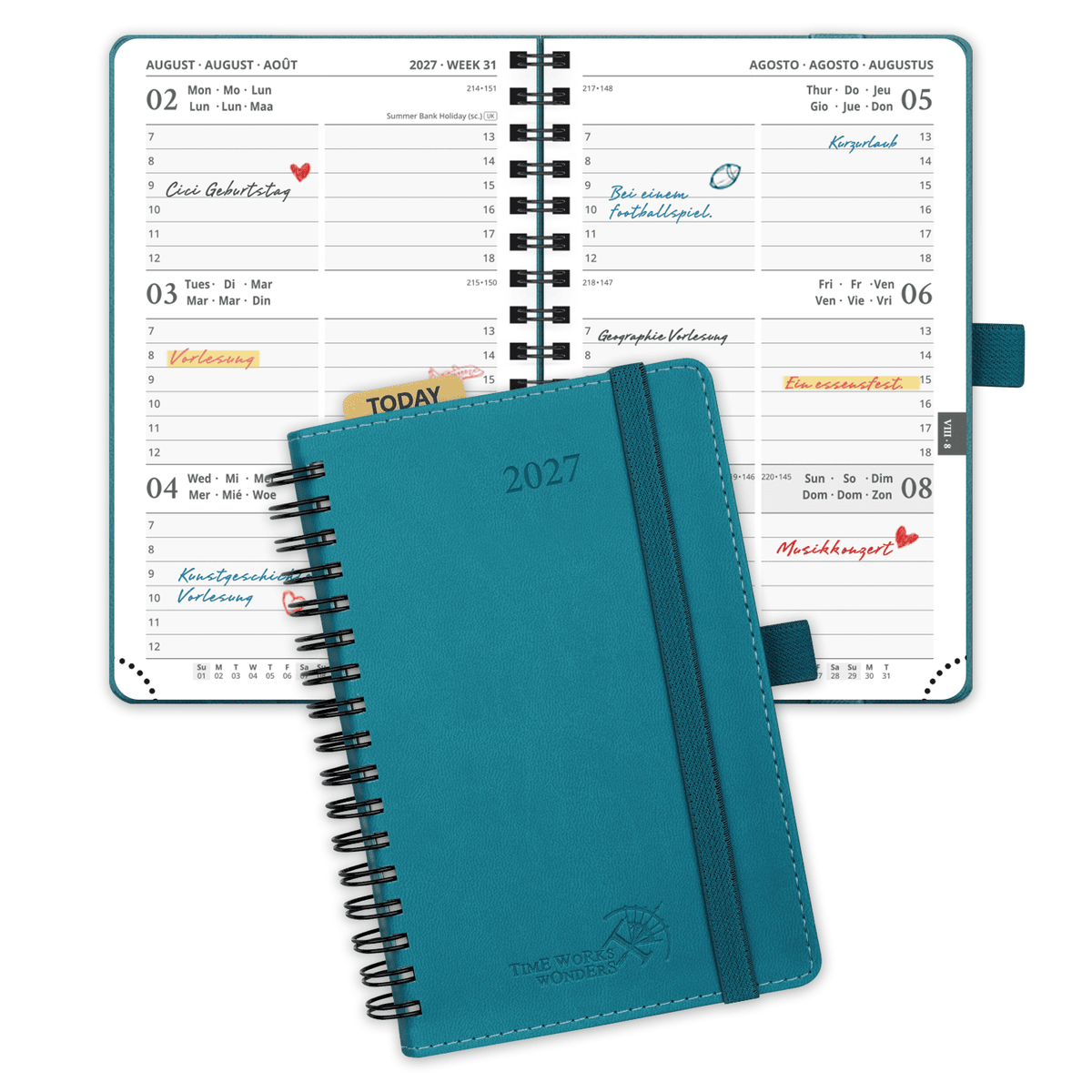 DE A6 Size 2027 Spiral Weekly Calendar Planner (January–December) Soft Cover