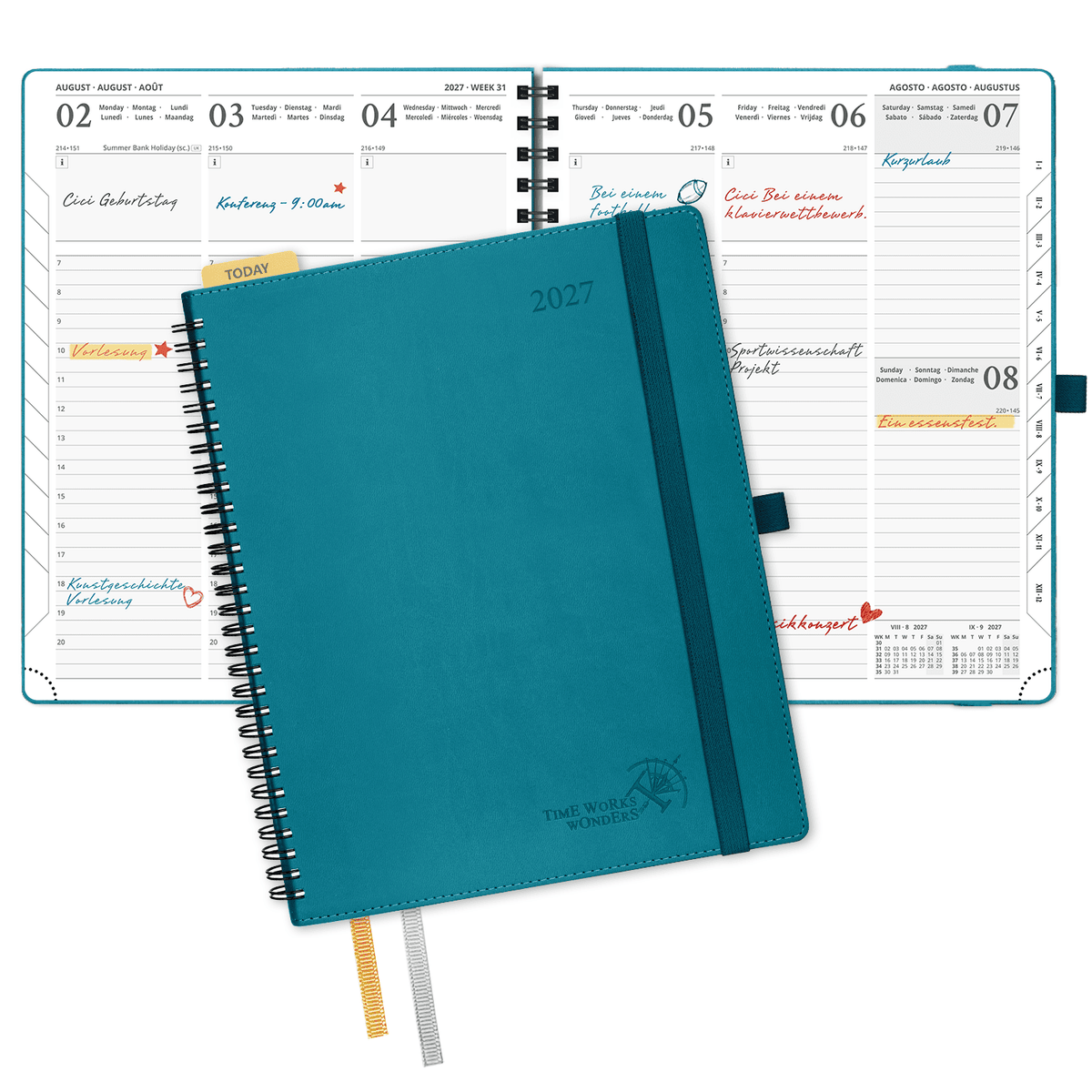 DE Large Size 2027 Spiral Weekly Calendar Planner (January–December) Soft Cover