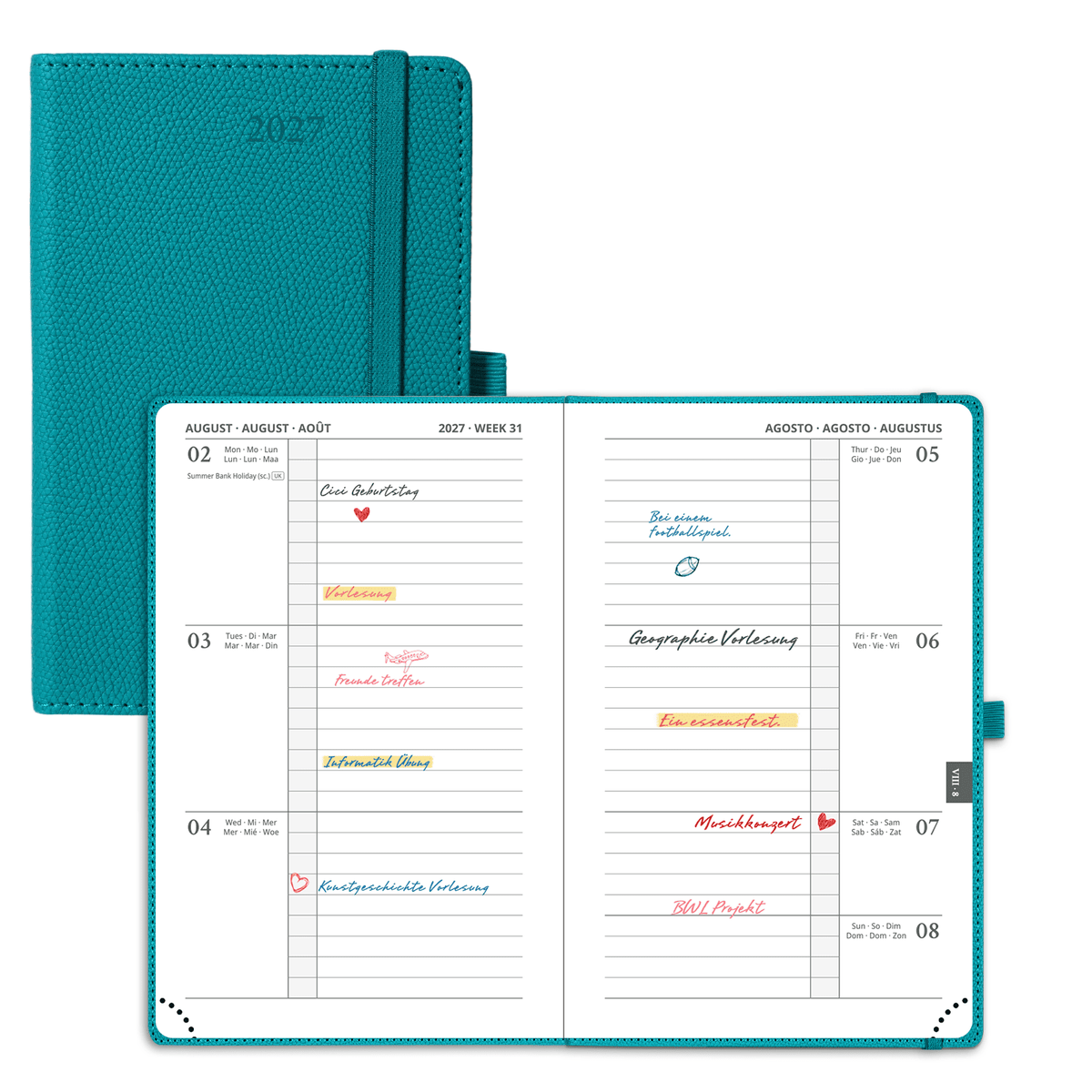 DE A6 Size 2027 Weekly planner Horizontal Layout Calendar Planner